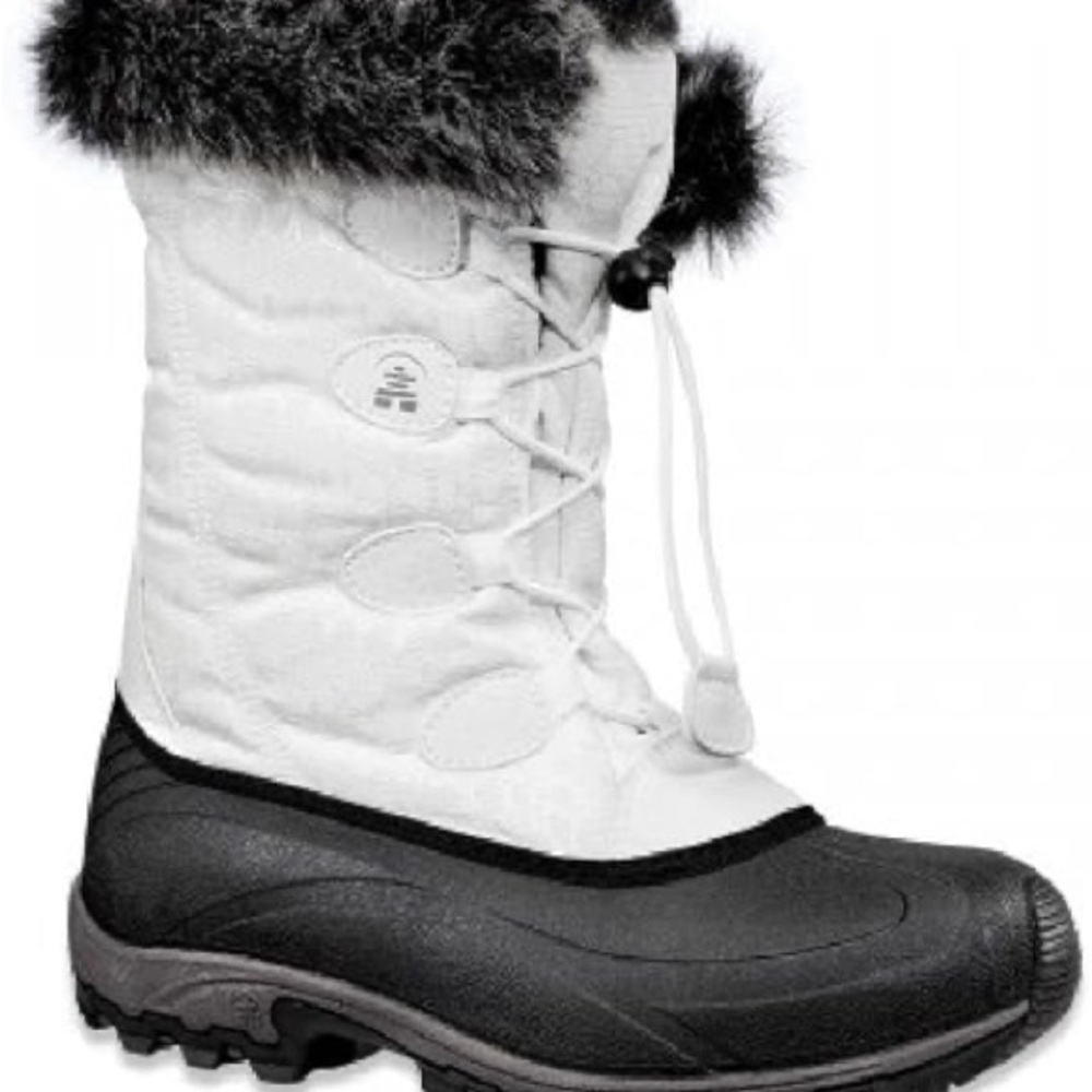 White and Black Women's Insulated Winter Snow Boot
